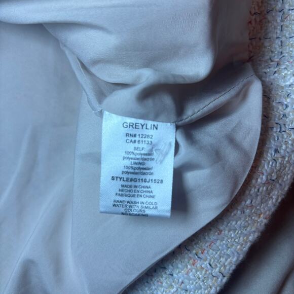 Greylin Kayla Faux Shearling and Tweed Mixed Media Jacket Size Medium in Cream - Picture 8 of 8